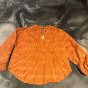 NWT A New Day long sleeve orange top puffy sleeve